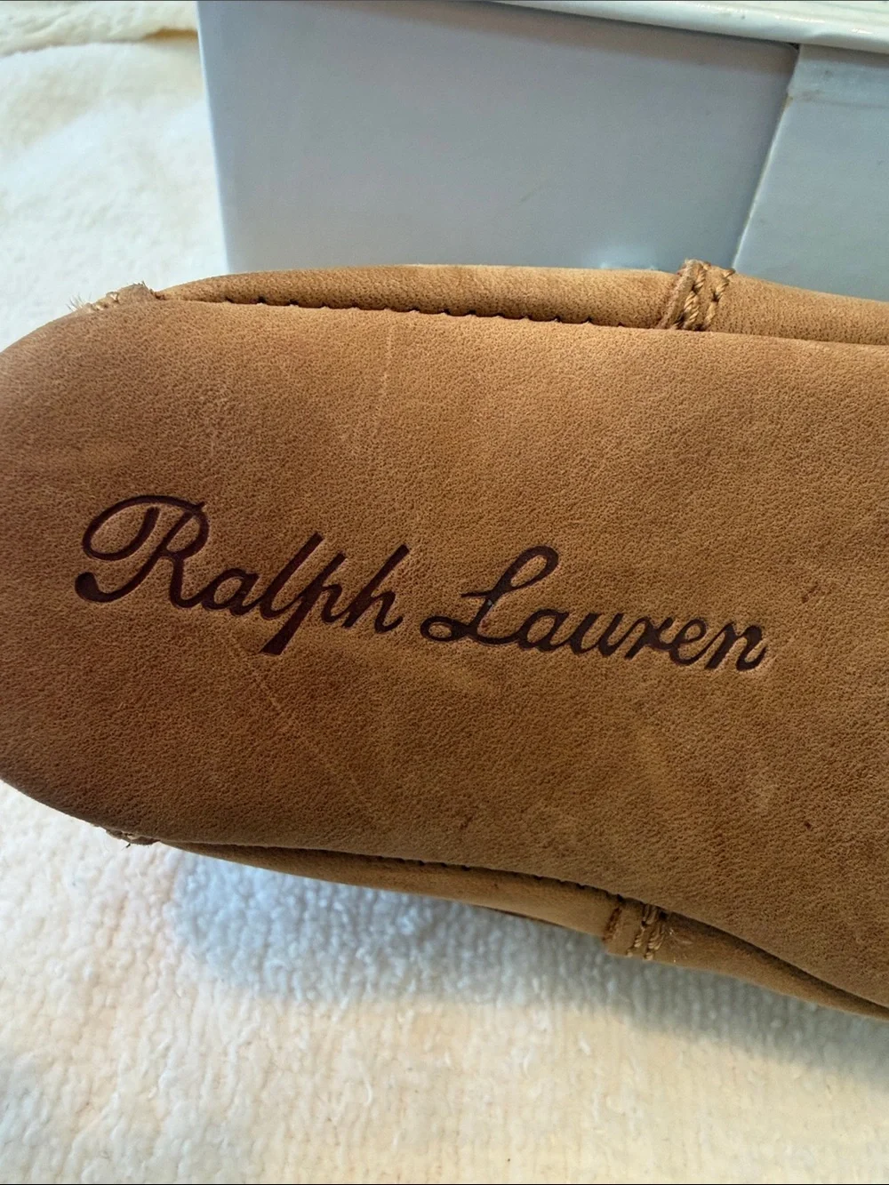 Polo by Ralph Lauren Kids Tan Leather Moccasin with Hook-and-Loop Strap